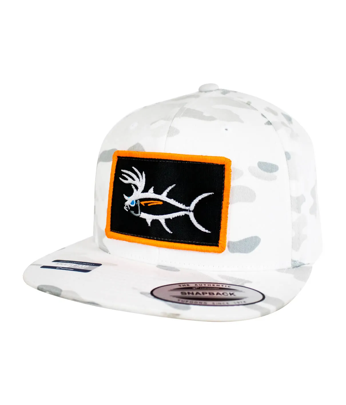 "Buck-Eye Patch" Unisex Flatbill White Snapback Hat