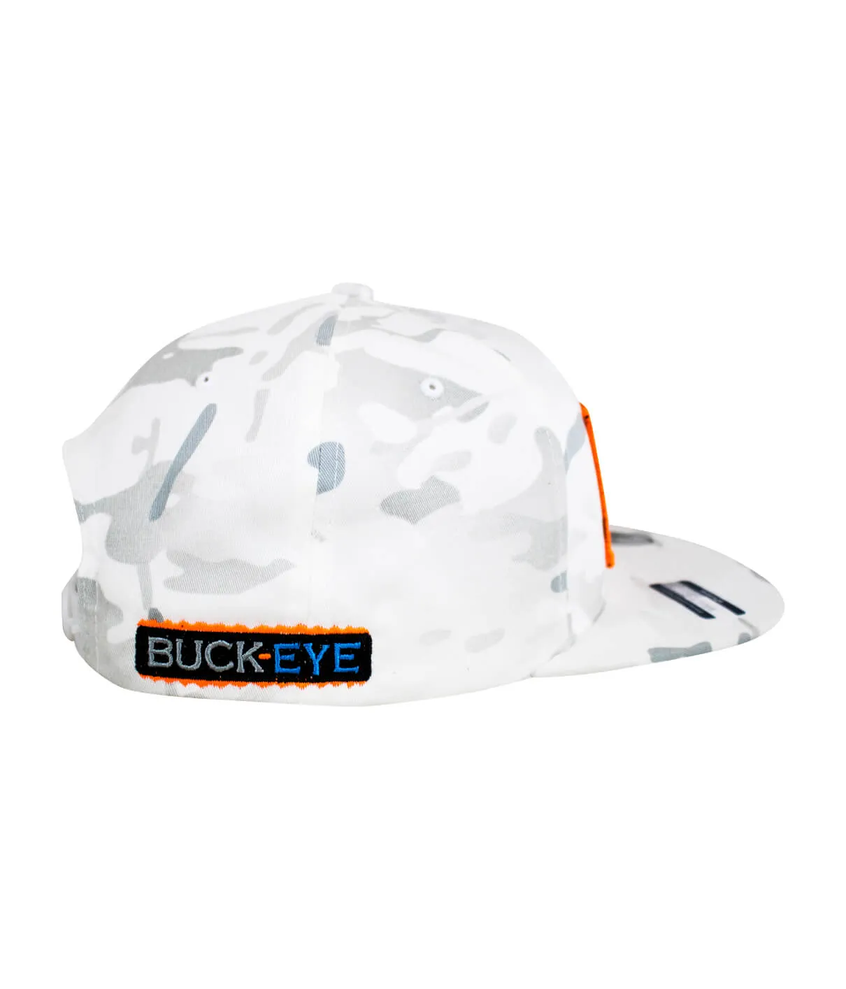 "Buck-Eye Patch" Unisex Flatbill White Snapback Hat