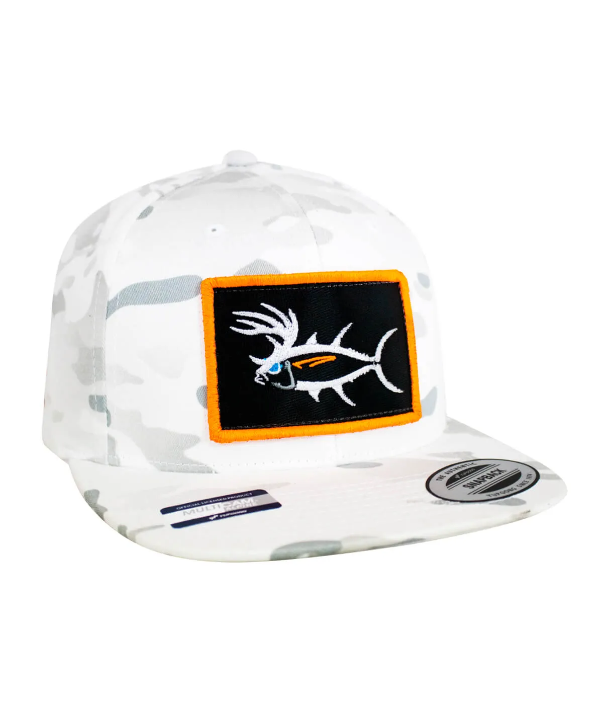 "Buck-Eye Patch" Unisex Flatbill White Snapback Hat