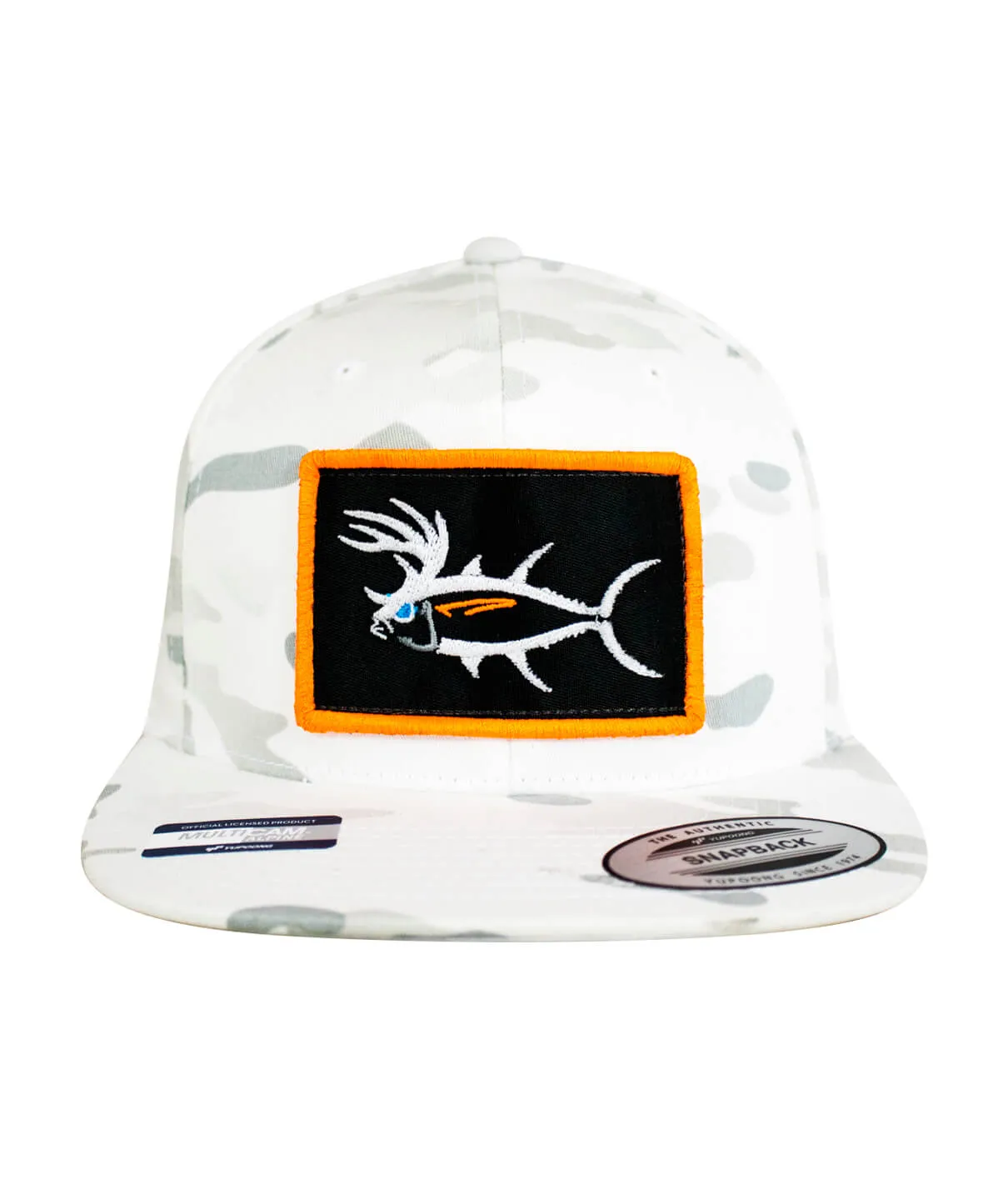 "Buck-Eye Patch" Unisex Flatbill White Snapback Hat