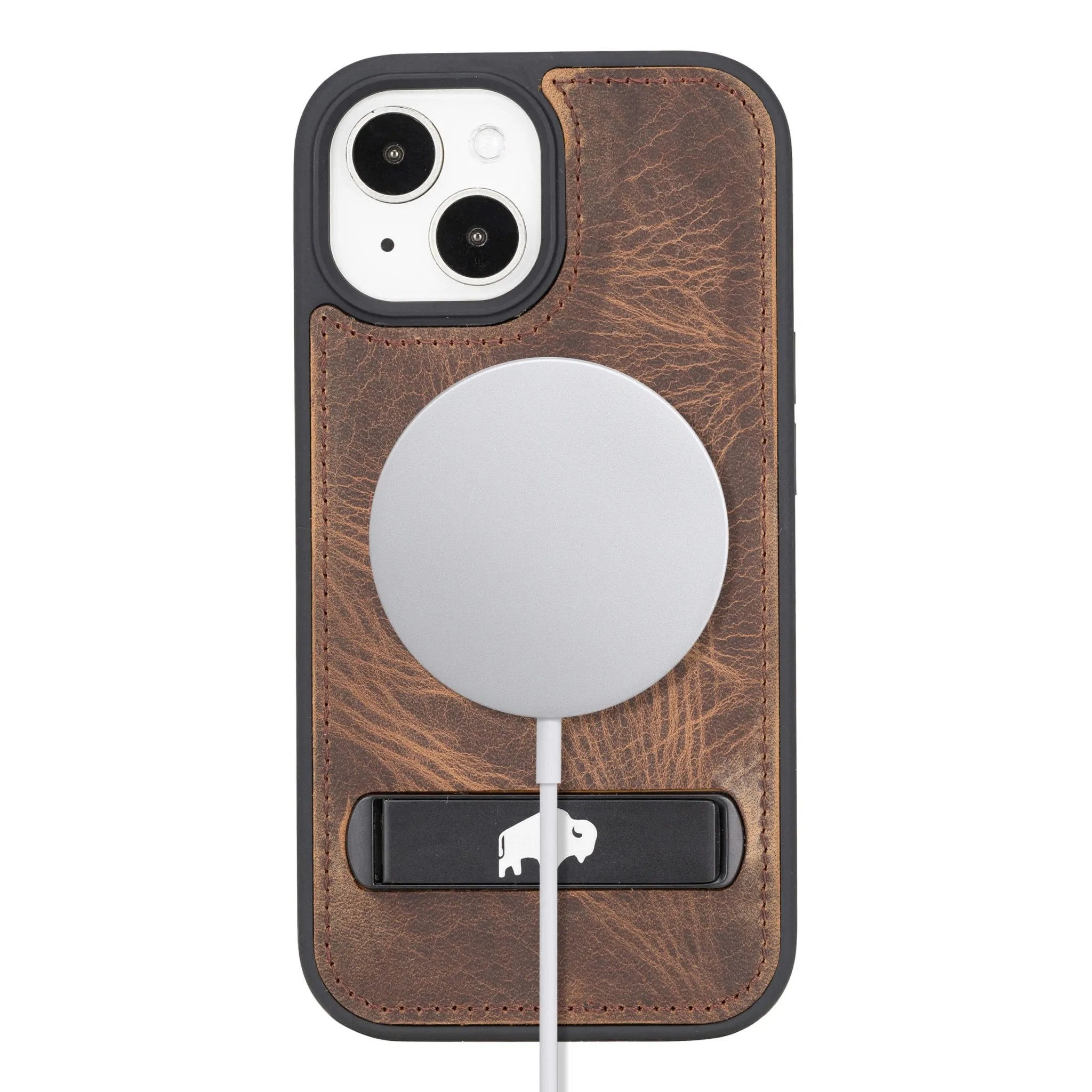 Reed iPhone 15 Snap-On with Stand Case, Distressed Coffee