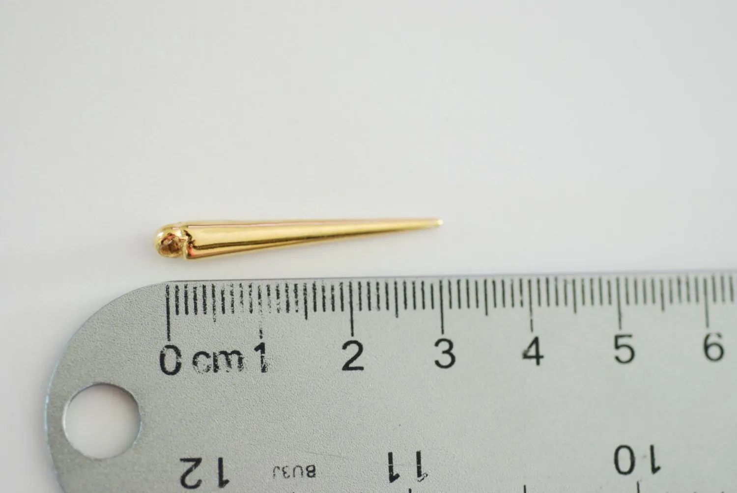 Shiny Vermeil Gold Spike Charm- 18k gold plated over sterling silver, needle charm, dagger spike charm pendant, vermeil charms wholesale,226