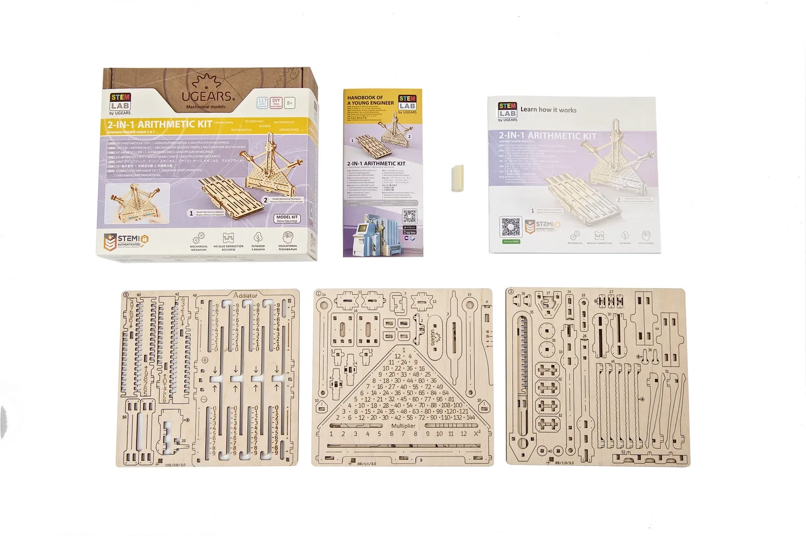 Ugears Stem Lab Arithmetic Kit ★Mechanical 3D Puzzle Kit Model Toys Gift Present Birthday Xmas Christmas Kids Adults
