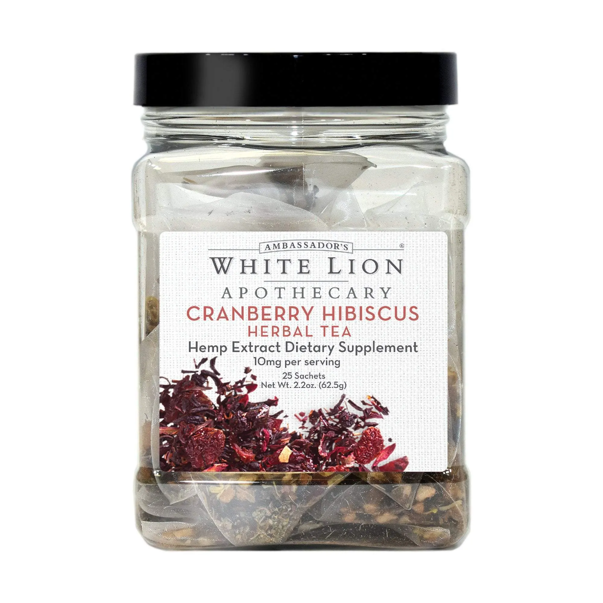 White Lion Cranberry Hibiscus Hemp Extract-infused Tea