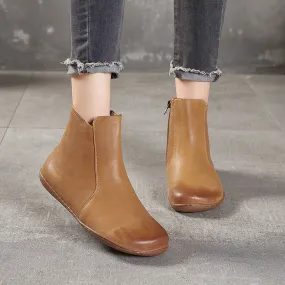 Women Handmade Leather Short Boot For Winter Comfortable Walking Brown/Coffee