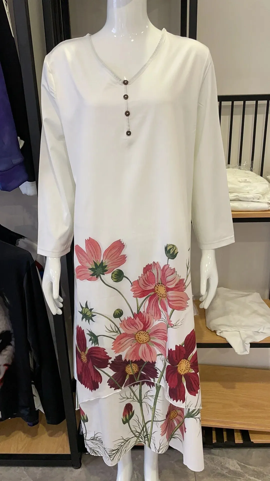 Women's Elegant Party & Evening Wear with High Waist and Long Sleeves - Print Maxi Dress